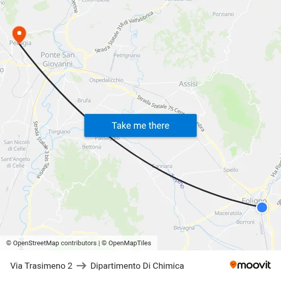 Via Trasimeno 2 to Chemistry Department map