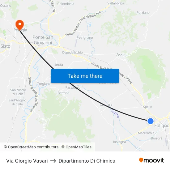 Via Giorgio Vasari to Chemistry Department map