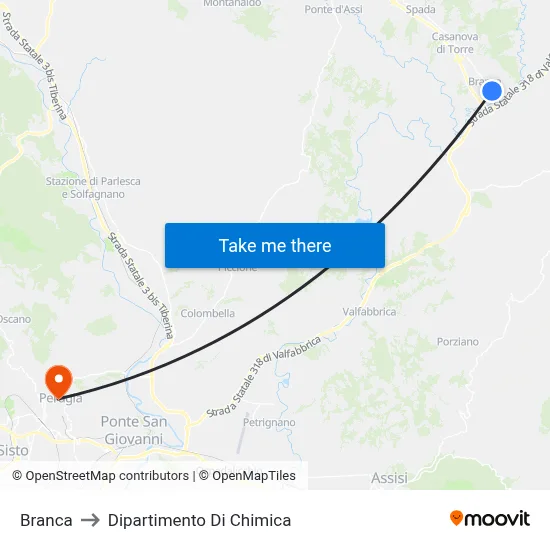 Branca to Dipartimento Di Chimica map