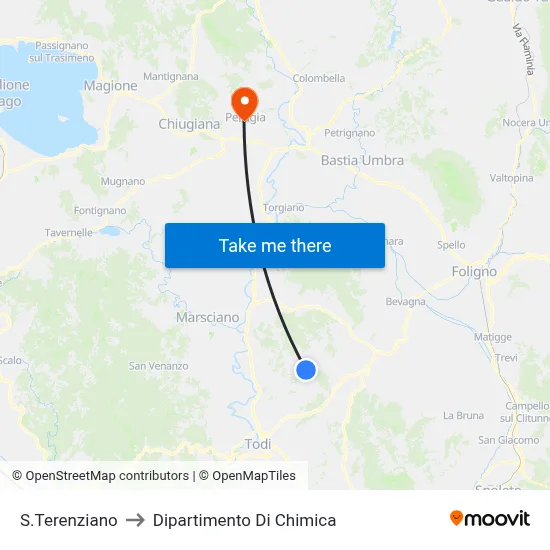 San Terenziano to Chemistry Department map