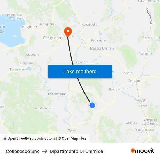 Collesecco to Chemistry Department map