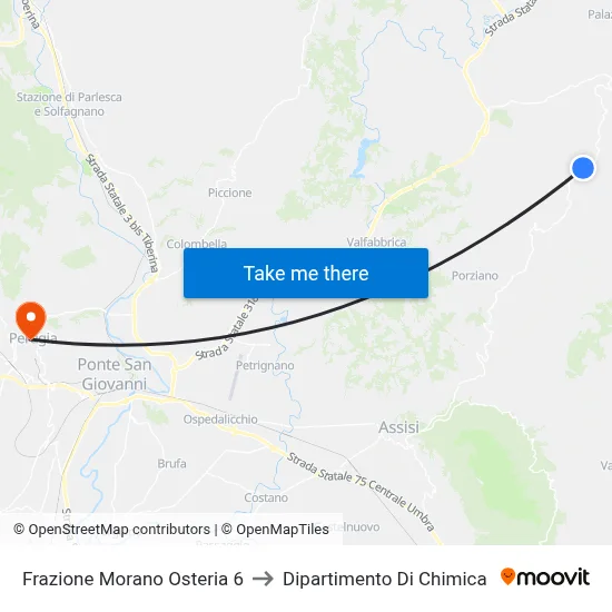 Morano Osteria District 6 to Chemistry Department map