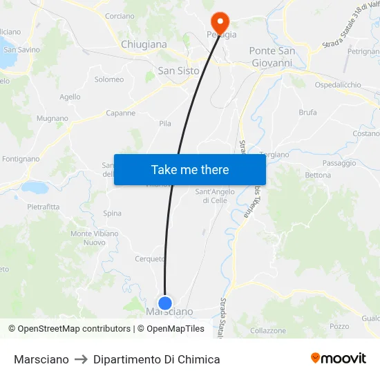 Marsciano to Chemistry Department map
