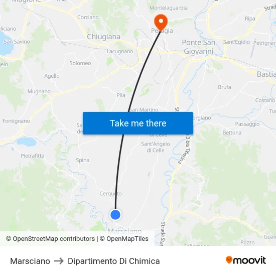 Marsciano to Chemistry Department map