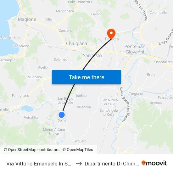 Vittorio Emanuele in Spina Street to Chemistry Department map