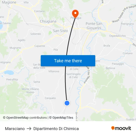 Marsciano to Dipartimento Di Chimica map