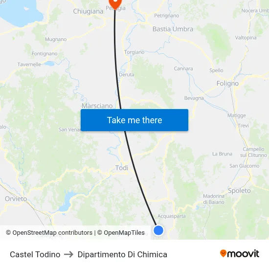 Castel Todino to Chemistry Department map