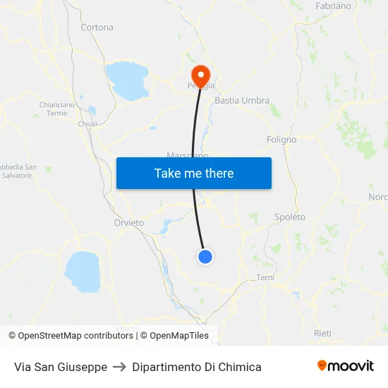 San Giuseppe Street to Chemistry Department map