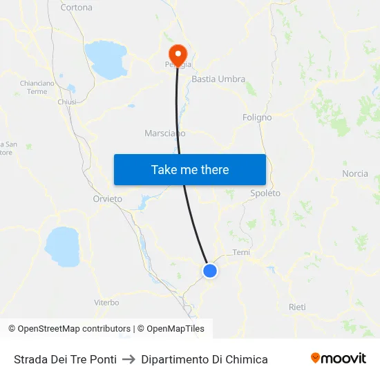Strada Dei Tre Ponti to Dipartimento Di Chimica map