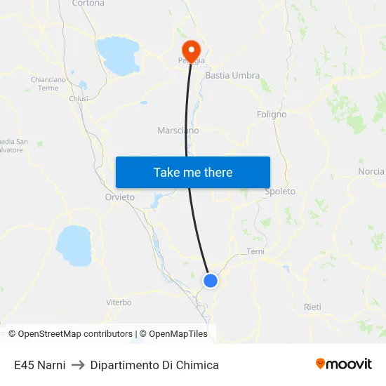 E45 Narni to Chemistry Department map