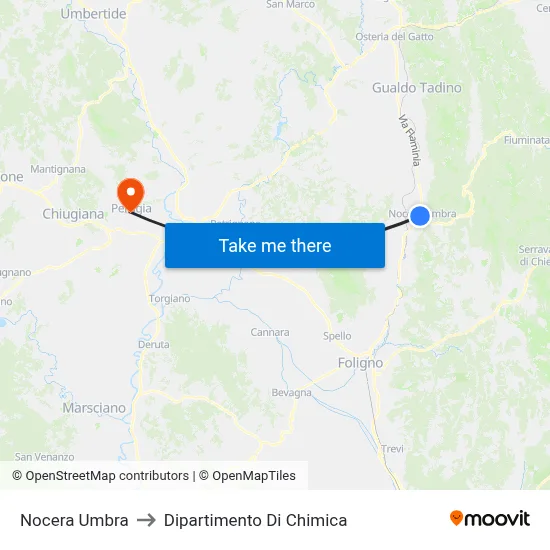 Nocera Umbra to Chemistry Department map