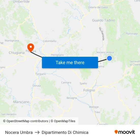 Nocera Umbra to Chemistry Department map