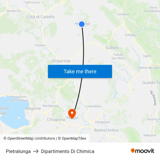 Pietralunga to Chemistry Department map