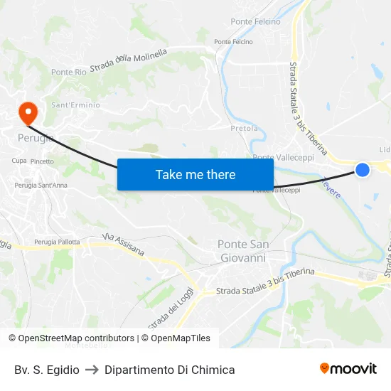 San Egidio Junction to Chemistry Department map