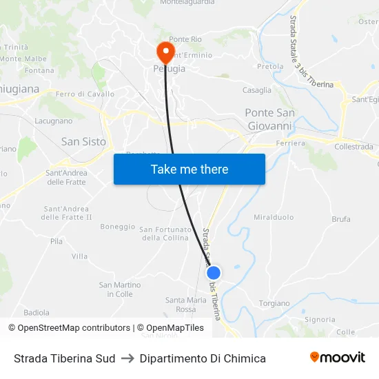 South Tiber Road to Chemistry Department map