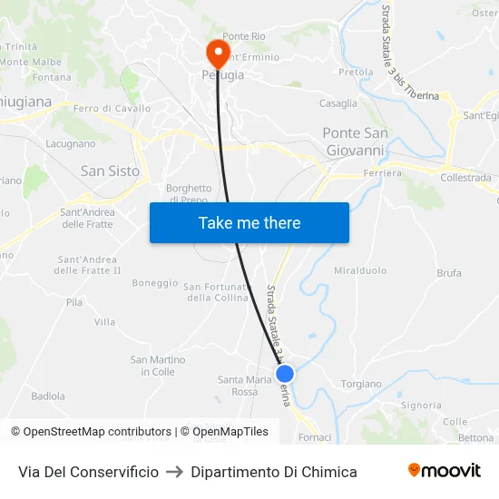 Via Del Conservificio to Dipartimento Di Chimica map