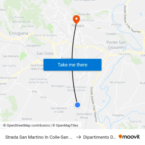 Strada San Martino In Colle-San Martino In Campo to Dipartimento Di Chimica map