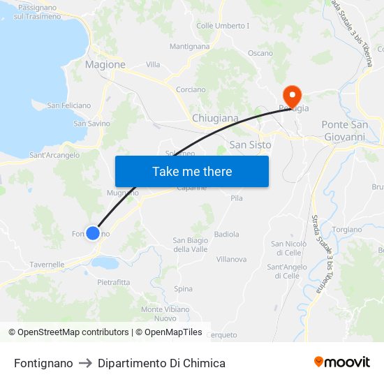 Fontignano to Dipartimento Di Chimica map