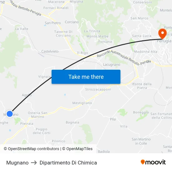Mugnano to Chemistry Department map