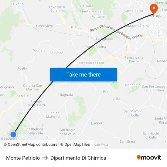 Monte Petriolo to Chemistry Department map