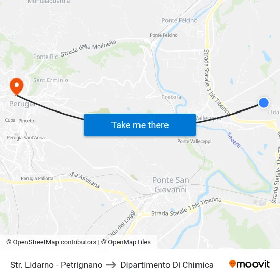 Lidarno Road - Petrignano to Chemistry Department map