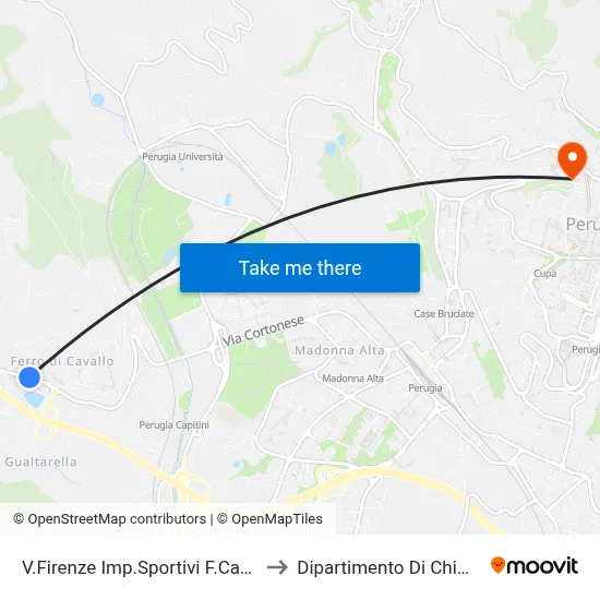 Via Firenze Sports Complex F.Cavallo to Chemistry Department map