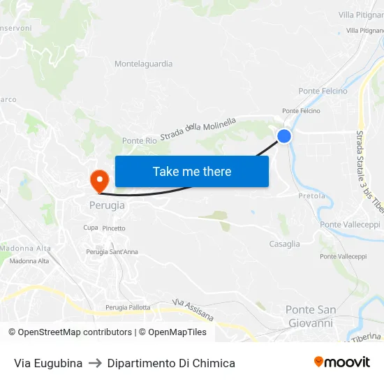 Eugubina Street to Chemistry Department map