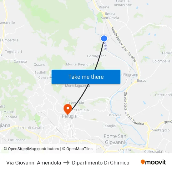 Giovanni Amendola Street to Chemistry Department map