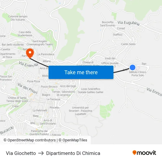 Via Giochetto to Chemistry Department map