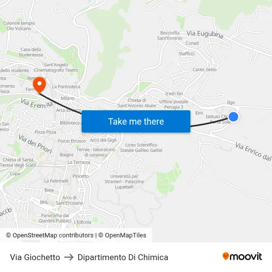 Via Giochetto to Chemistry Department map