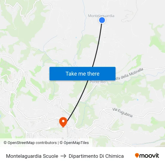 Montelaguardia Schools to Chemistry Department map