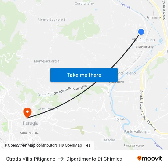 Villa Pitignano Road to Chemistry Department map