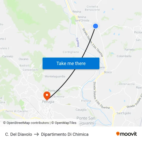 Devil's Castle to Chemistry Department map