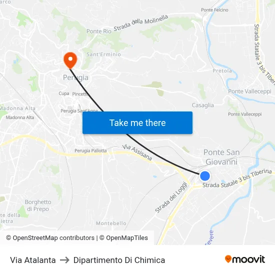 Atalanta Street to Chemistry Department map