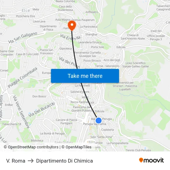 Roma Street to Chemistry Department map