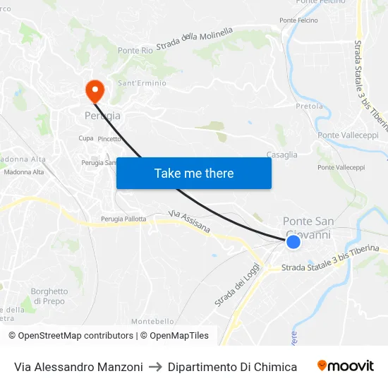 Alessandro Manzoni Street to Chemistry Department map