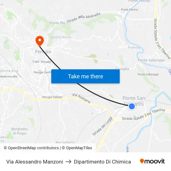 Alessandro Manzoni Street to Chemistry Department map
