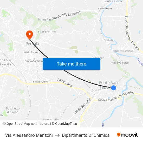 Alessandro Manzoni Street to Chemistry Department map