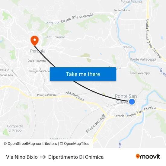 Nino Bixio Street to Chemistry Department map