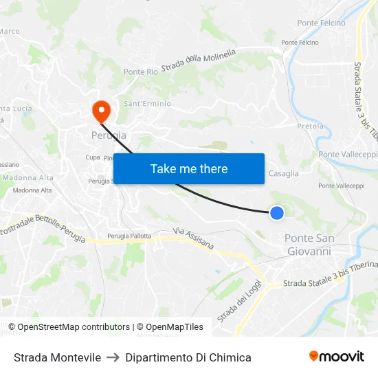 Montevile Road to Chemistry Department map