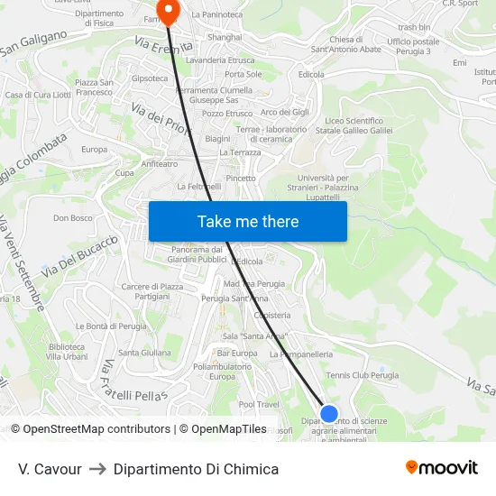 Cavour Street to Chemistry Department map