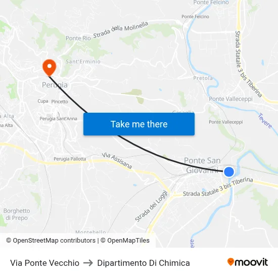 Ponte Vecchio Street to Chemistry Department map