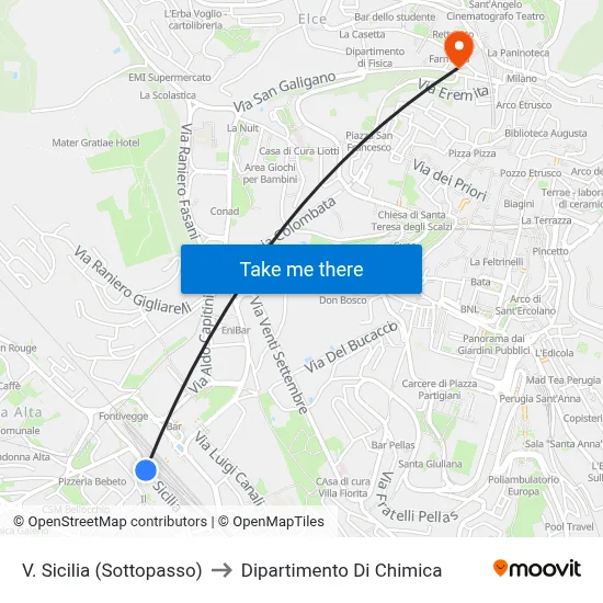 Sicily Street (Underpass) to Chemistry Department map
