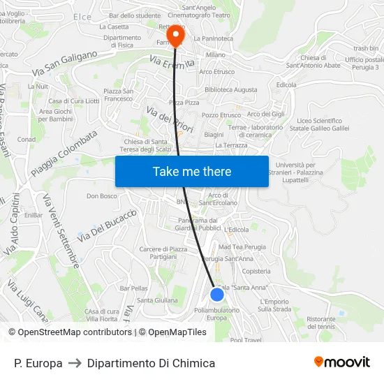 Europa Square to Chemistry Department map