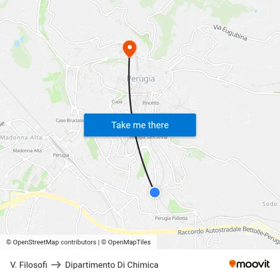 Via Filosofi to Chemistry Department map