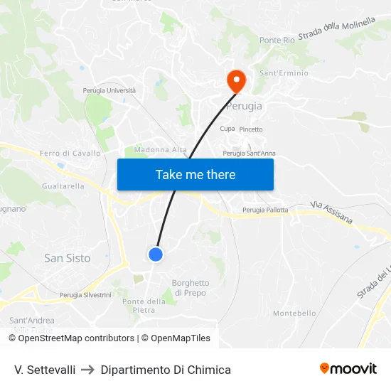 Via Settevalli to Chemistry Department map