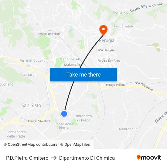 Stone Cemetery to Chemistry Department map