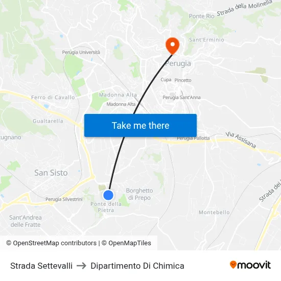 Settevalli Road to Chemistry Department map
