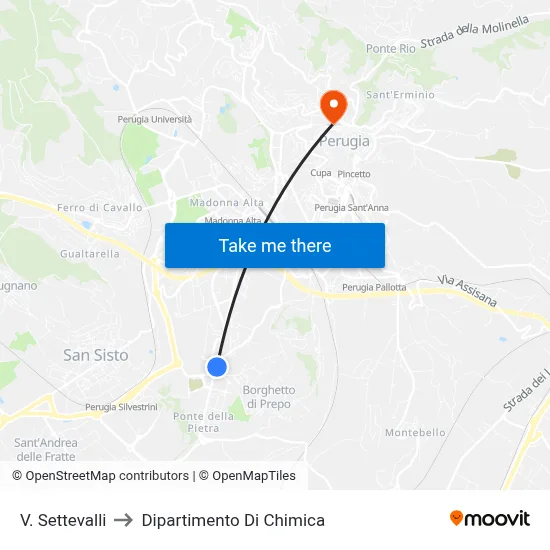 Via Settevalli to Chemistry Department map