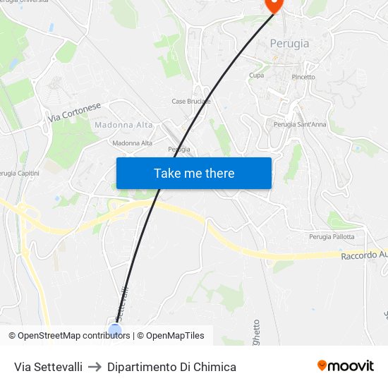 Via Settevalli to Dipartimento Di Chimica map